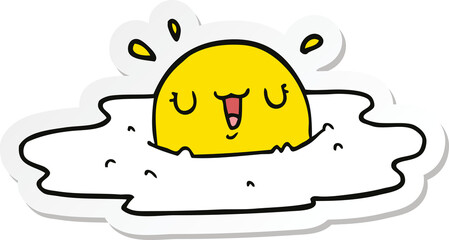 sticker of a cartoon fried egg