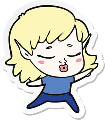 Obraz premium sticker of a pretty cartoon elf girl