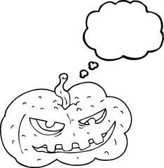 thought bubble cartoon halloween pumpkin