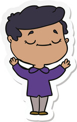 sticker of a cartoon peaceful man