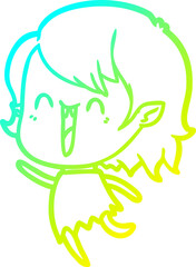 Obraz premium cold gradient line drawing cute cartoon happy vampire girl