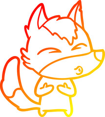 warm gradient line drawing cartoon wolf whistling