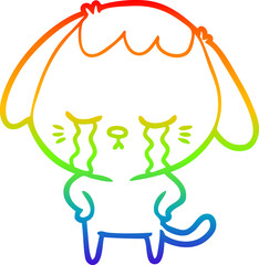rainbow gradient line drawing cute puppy crying cartoon