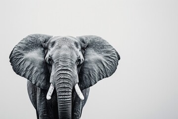 an elephant with tusks and ears - obrazy, fototapety, plakaty