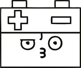 Obraz premium line drawing cartoon car battery