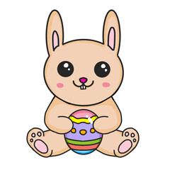 baby bunny with easter egg