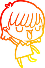 warm gradient line drawing cartoon woman