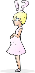 cartoon confused pregnant woman