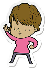 sticker of a cartoon woman