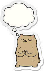cartoon bear and thought bubble as a printed sticker