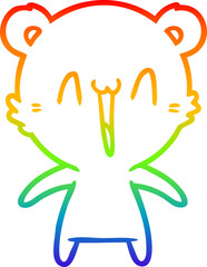 rainbow gradient line drawing happy polar bear cartoon