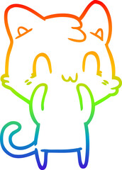 rainbow gradient line drawing cartoon happy cat