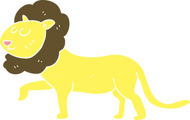 flat color illustration of a cartoon lion