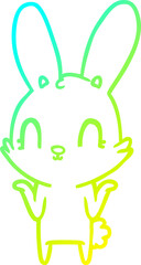 cold gradient line drawing cute cartoon rabbit