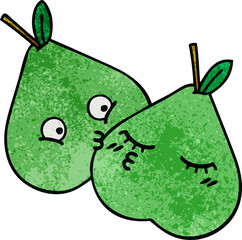 retro grunge texture cartoon green pear