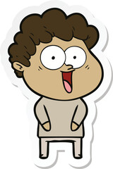 sticker of a cartoon happy man