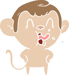 crazy flat color style cartoon monkey