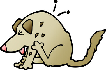 vector gradient illustration cartoon dog scratching