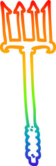 rainbow gradient line drawing cartoon gold trident - obrazy, fototapety, plakaty