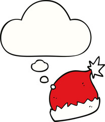 cartoon santa hat and thought bubble