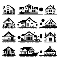 set of houses icons