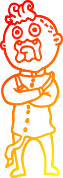 warm gradient line drawing cartoon mad man