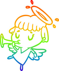 rainbow gradient line drawing cute angel