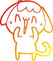 warm gradient line drawing cartoon laughing dog
