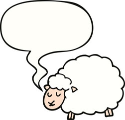 cartoon sheep and speech bubble