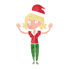 cartoon woman wearing christmas hat