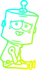 cold gradient line drawing cartoon robot