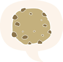 cartoon cookie and speech bubble in retro style