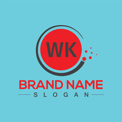 Creative letter WK unique logo design vector and Illustration