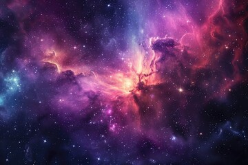 Stellar panorama captivates with cosmic colors - obrazy, fototapety, plakaty