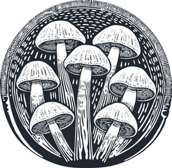Bunch of mushrooms, vector illustration - 751465261