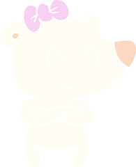 female polar bear flat color style cartoon