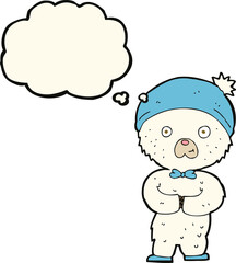 cartoon little polar bear with thought bubble