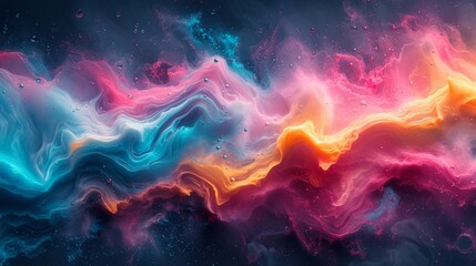 A vibrant background with fluid and dynamic shapes blending into one another. The neon pink, electric blue, and yellow hues, perfect for contemporary designs, presentations, or artistic projects