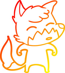 warm gradient line drawing cartoon fox