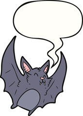 cartoon vampire halloween bat and speech bubble
