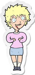 sticker of a cartoon excited woman