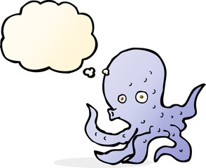 cartoon octopus with thought bubble