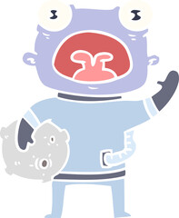 flat color style cartoon weird alien communicating