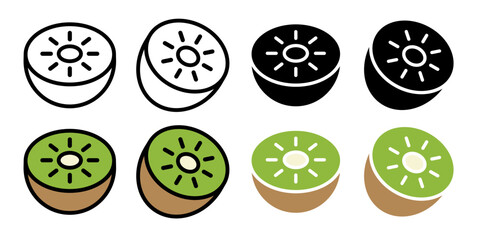 Green Fruit Line Icon. Dietary Core Slice icon in outline and solid flat style. - obrazy, fototapety, plakaty