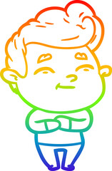 rainbow gradient line drawing happy cartoon man