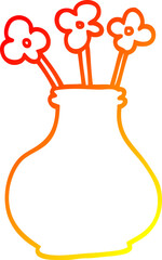 warm gradient line drawing cartoon flower vase