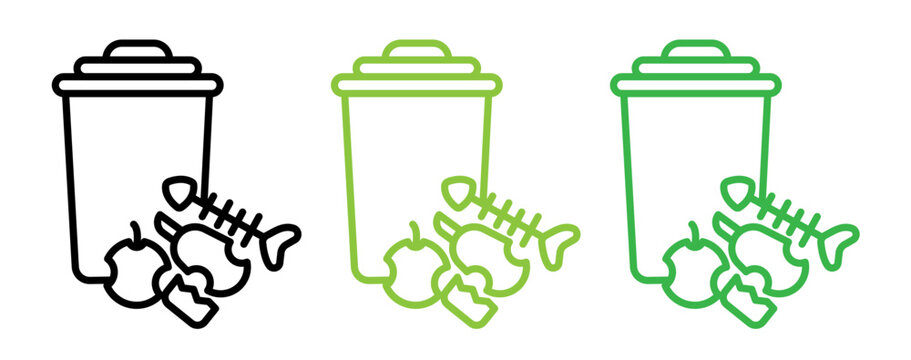 Leftovers Disposal Line Icon. Scraps Reduction icon in outline and solid flat style.