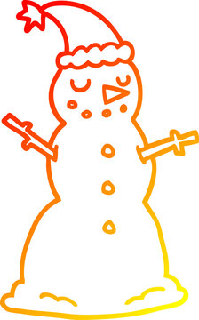 warm gradient snowman wearing santa hat clip art preview