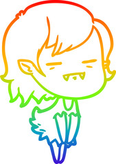 rainbow gradient line drawing cartoon undead vampire girl