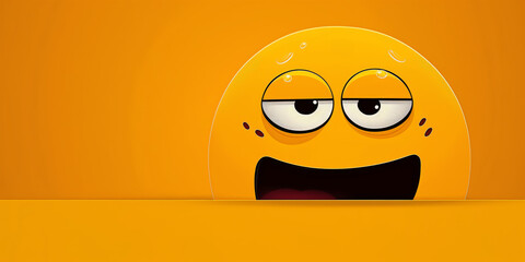 Emoji-Gesicht, gelber Hintergrund - obrazy, fototapety, plakaty